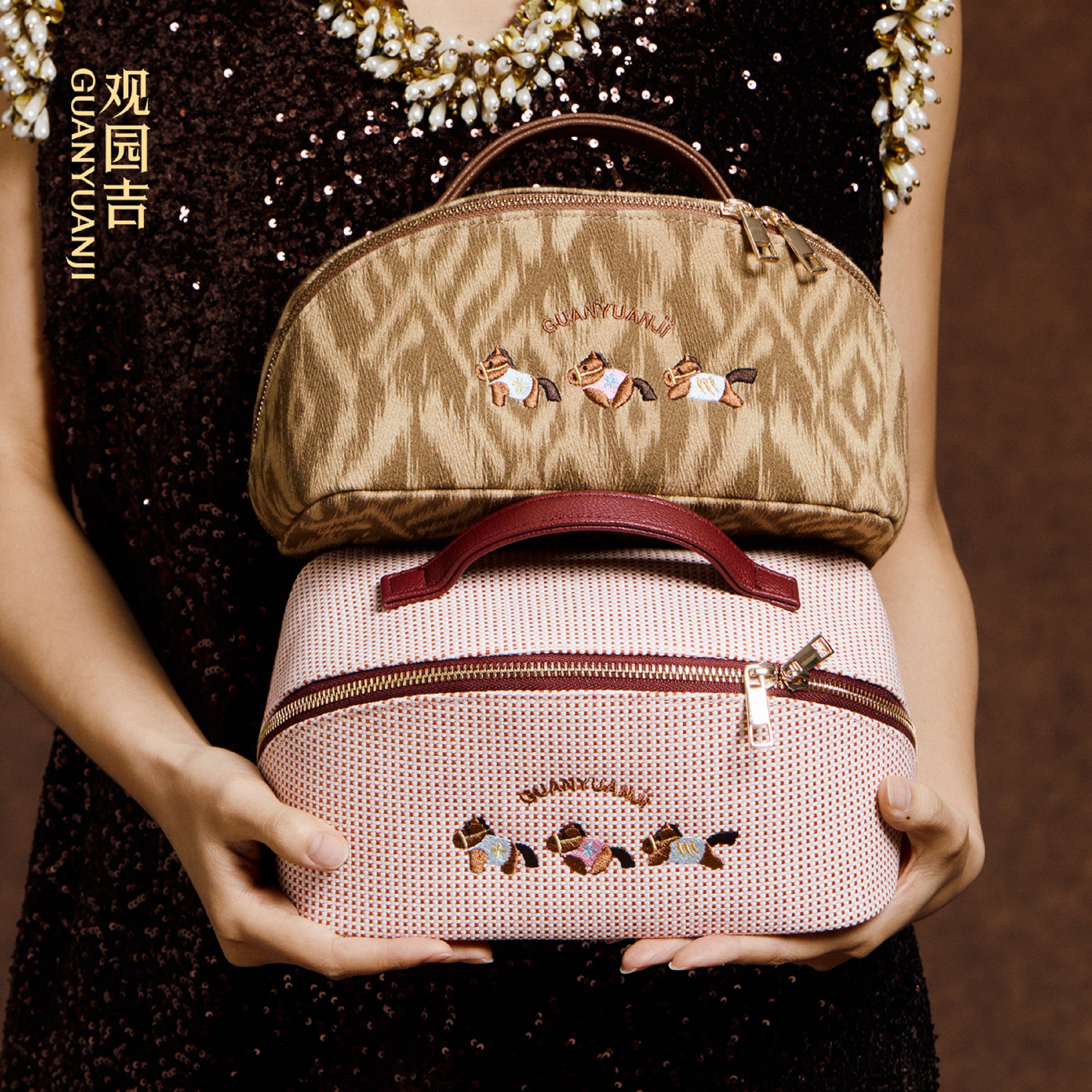 Pony Embroidered makeup Bag