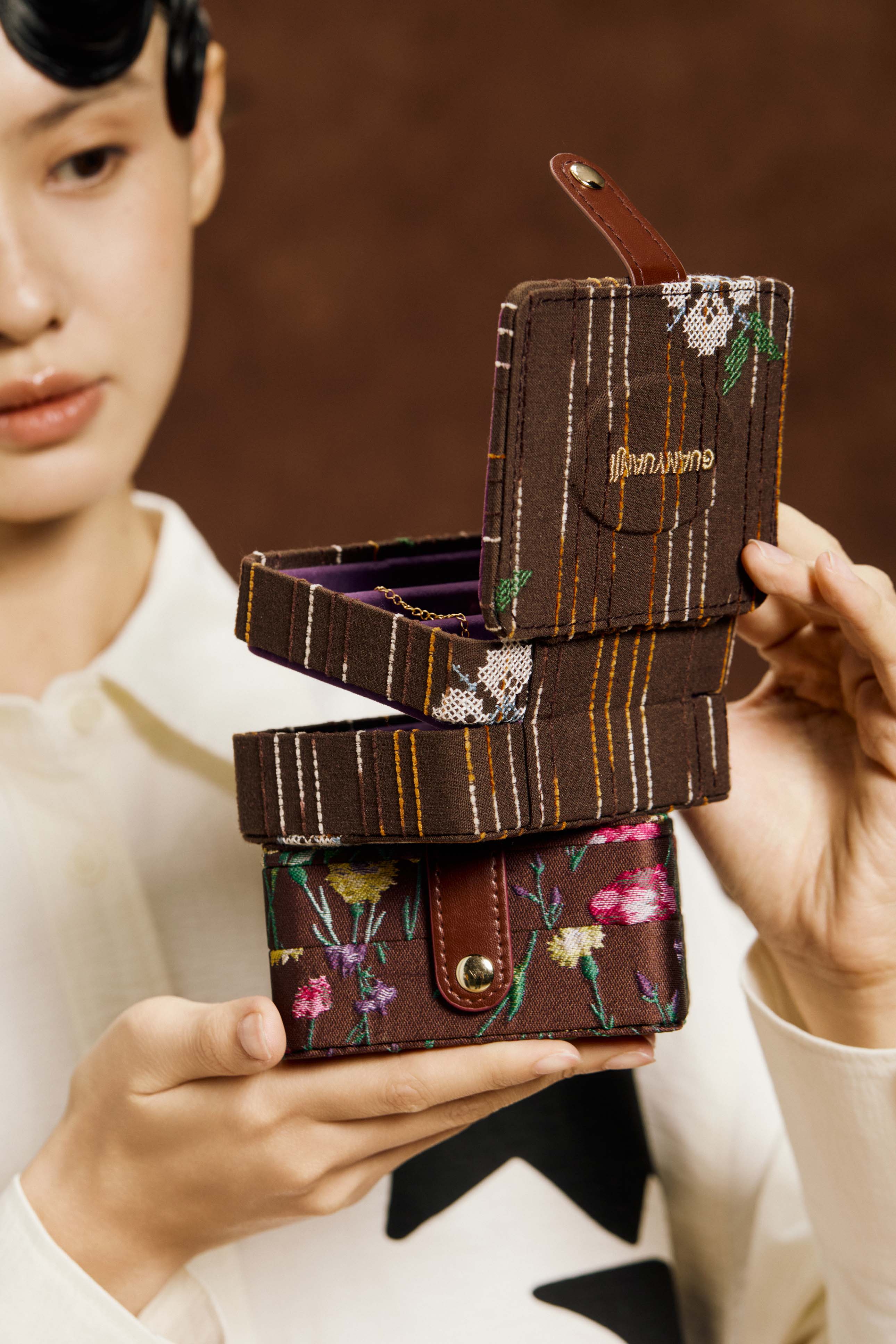 Travel Jewelry case-White orange blossom