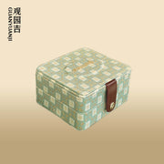 Travel Jewelry case -Shimmering green check