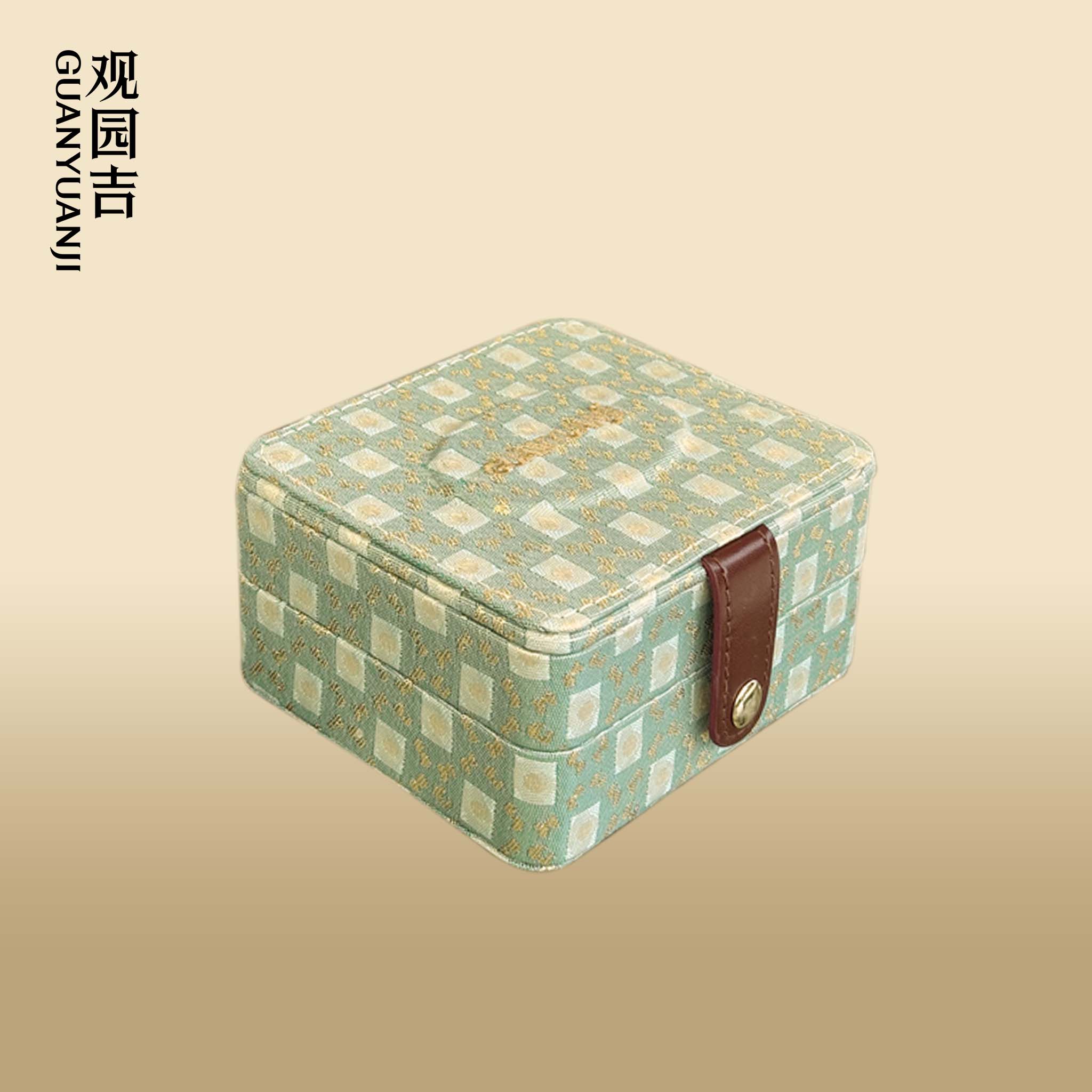 Travel Jewelry case -Shimmering green check